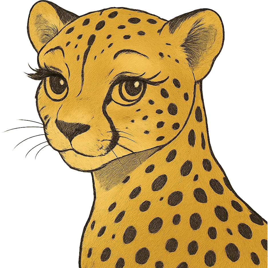 cheetah with dramatic eyelashes ghibli style emoji