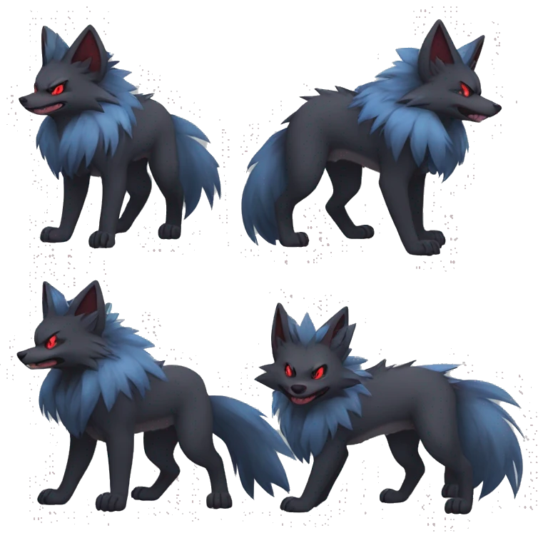 Cool Edgy Zorua-Zoroark-Mightyena full body emoji