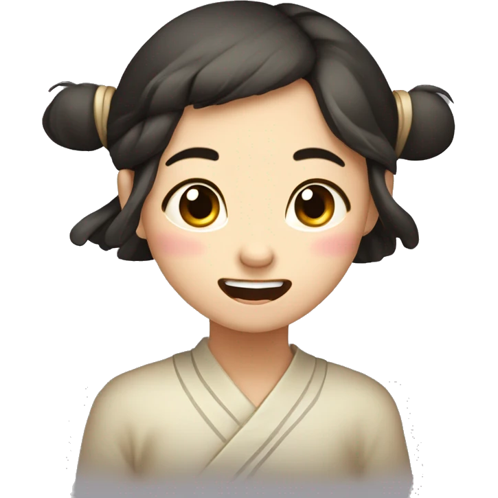Flat illustration,A lovely ancient Chinese girl， laughing, smiling, angry, pouting, crying, excited, shy, crying, rolling eyes, aggrieved, speechless, impatient,   emoji