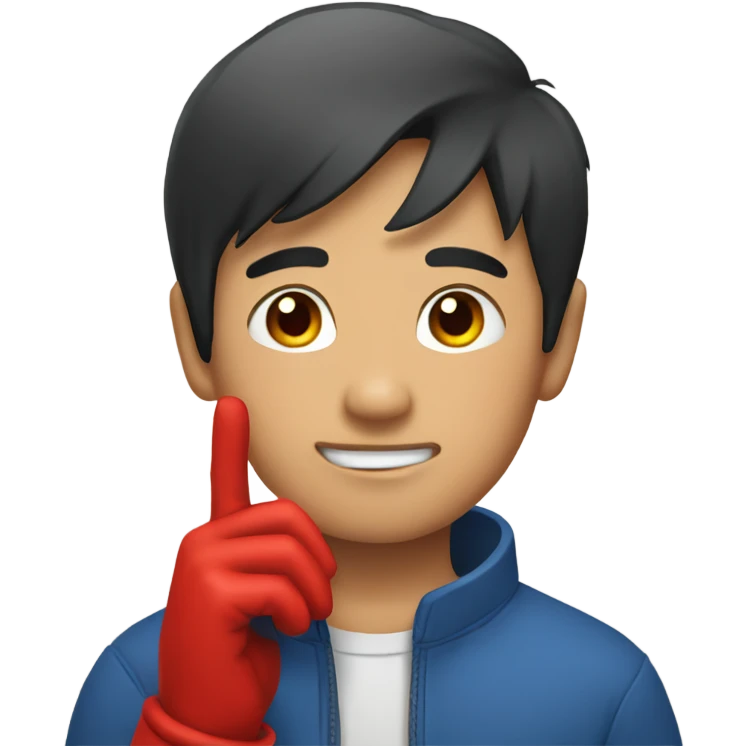 Asian Boy wearing red gloves emoji