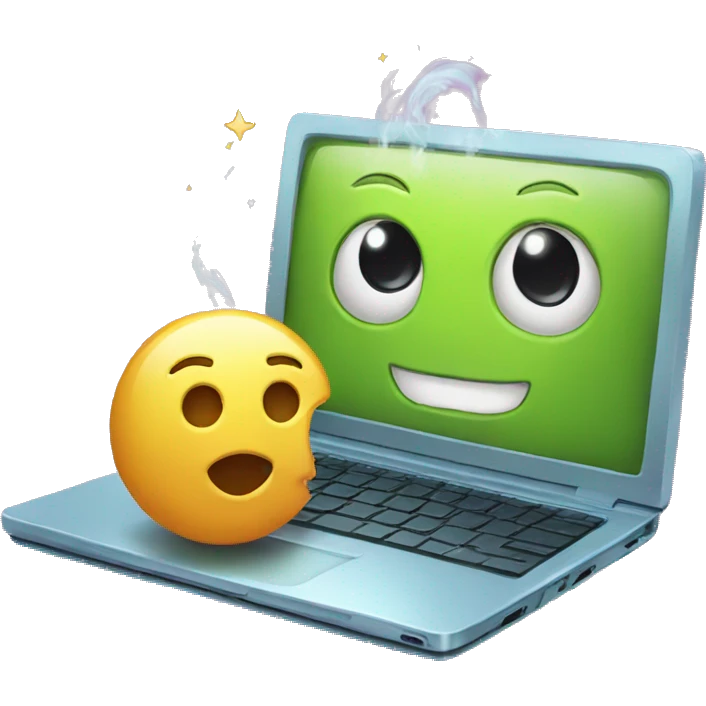 laptop and magic emoji