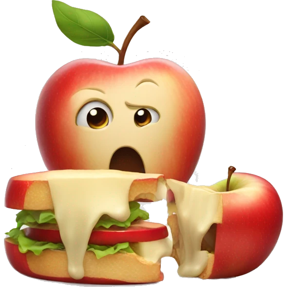 An apple watching its brother being eaten emoji