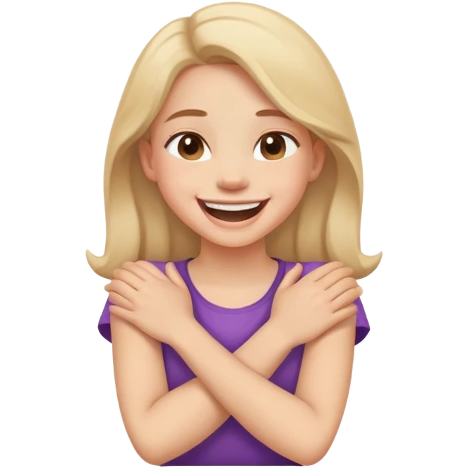 arms crossed holding neck laughing girl emoji