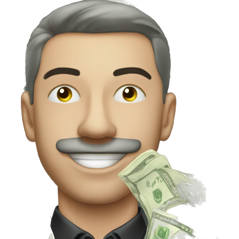 rich attractive man 30 years old winking, with money emoji