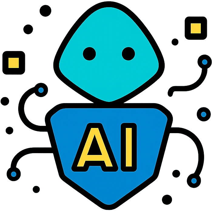a sentient AI depicted as a sleek, abstract geometric shape with a digital aura, minimalist tech-inspired style emoji