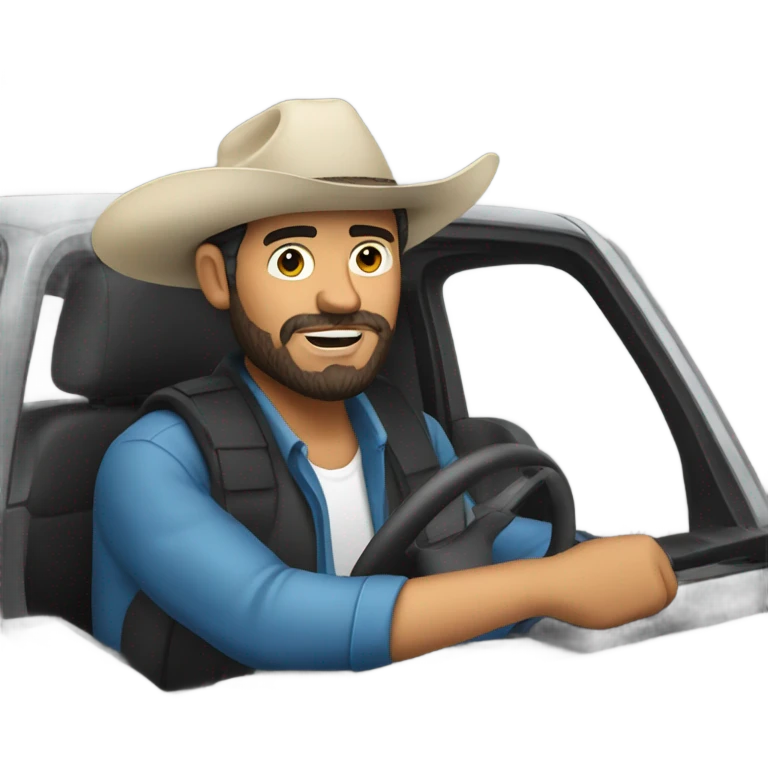 Mexican man with beard driving ford ranger  emoji