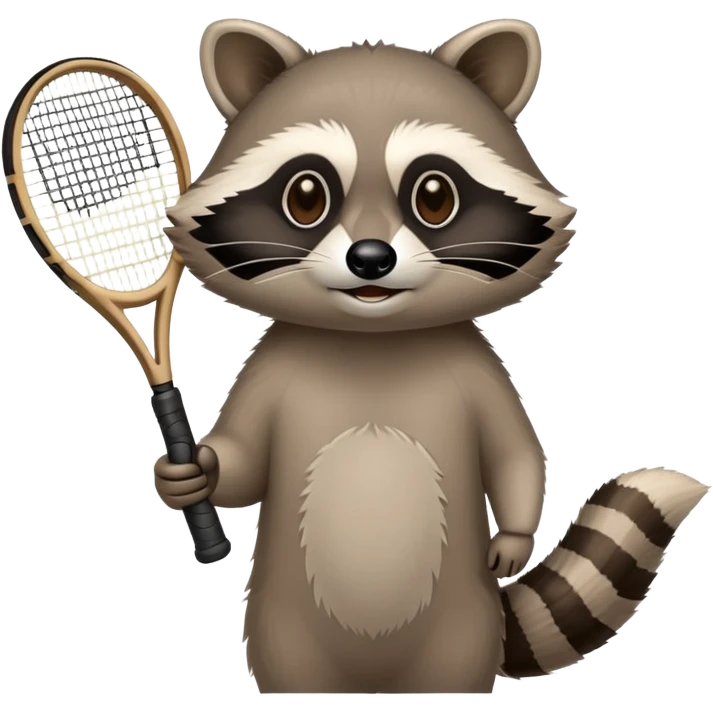 raccoon hand holding up a tennis racket emoji