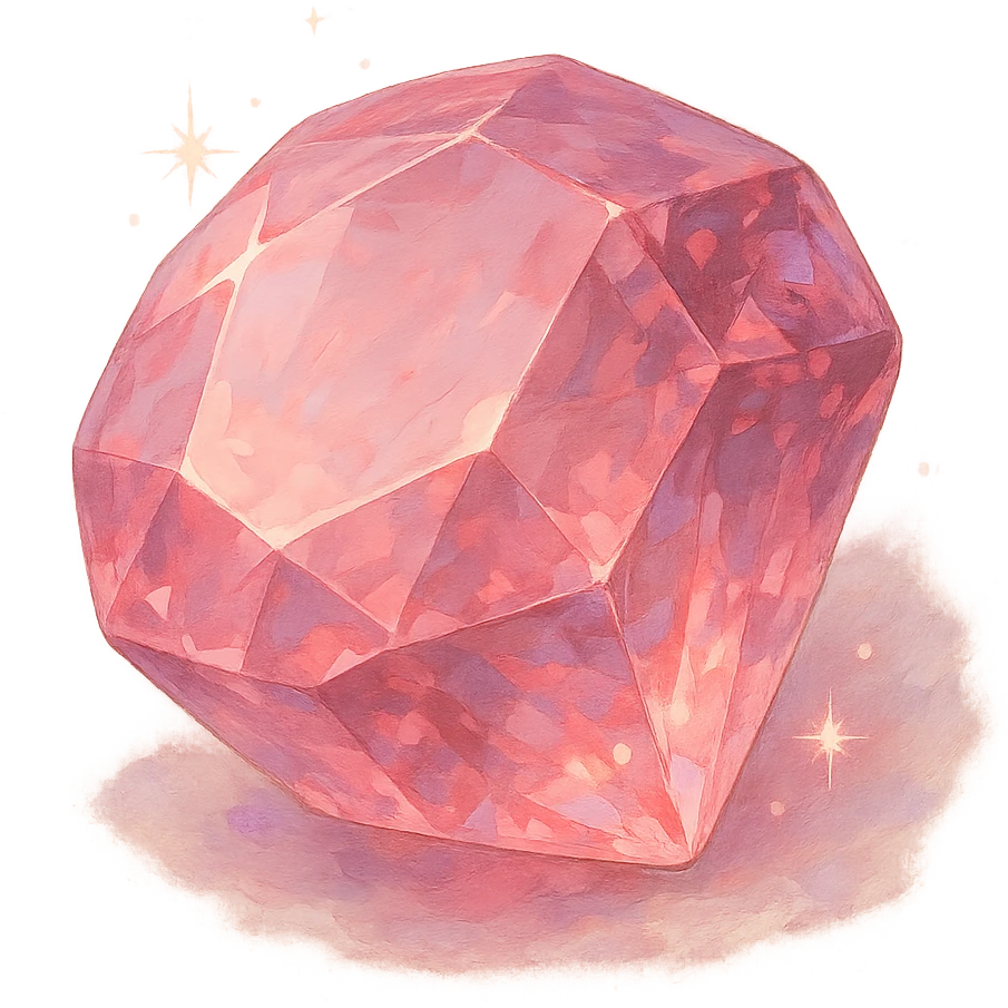 realistic pink gemstone, radiant and sparkling, soft painterly look emoji