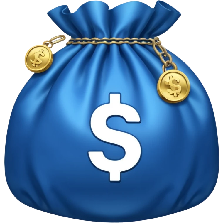 blue coins inside a money bag  emoji