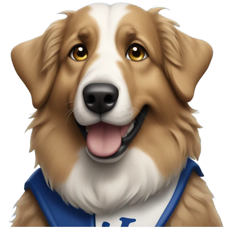 Old English shepherd wearing a Dodgers jersey  emoji