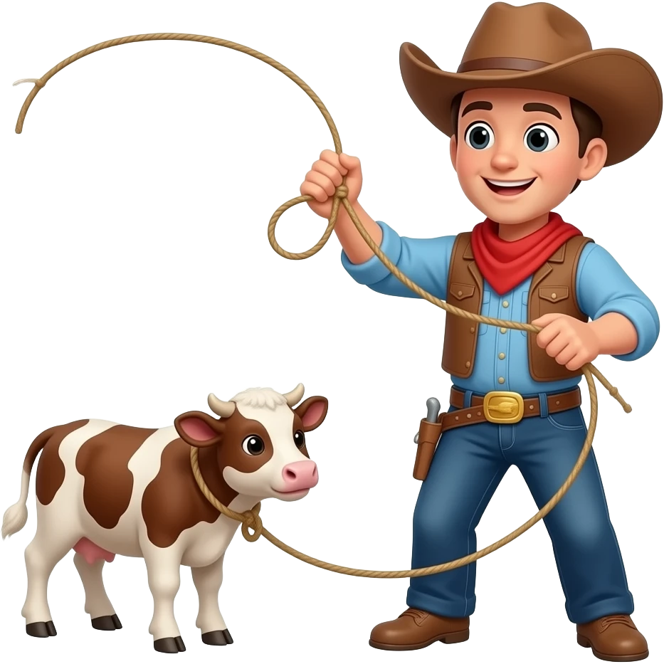 cowboy has lasso in his hand and catching emoji