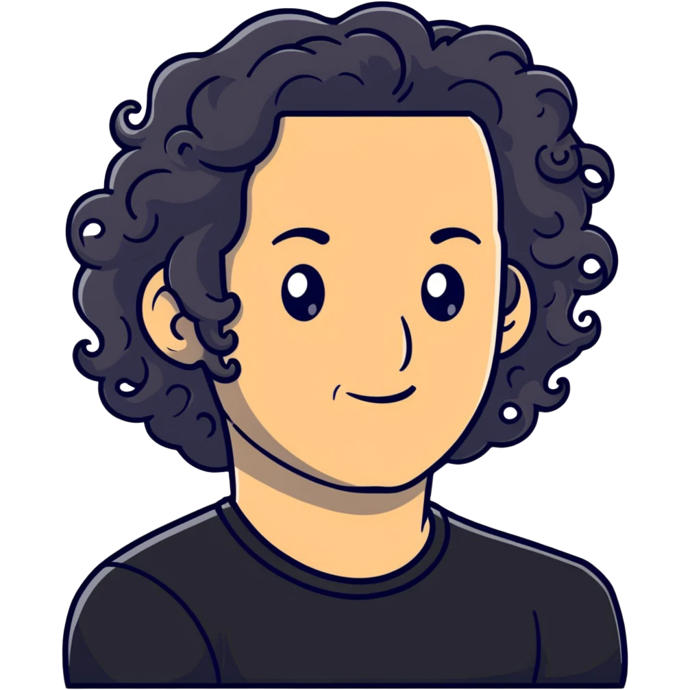 white man in his 40s with long tight curly hair and short sides emoji