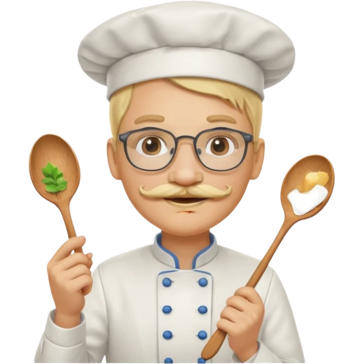 chef with spoon, blonde, with mustace, wearing glasses emoji