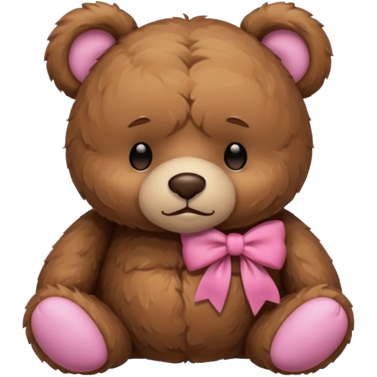 Sad Sleeping teddy bear wearing pink bow emoji