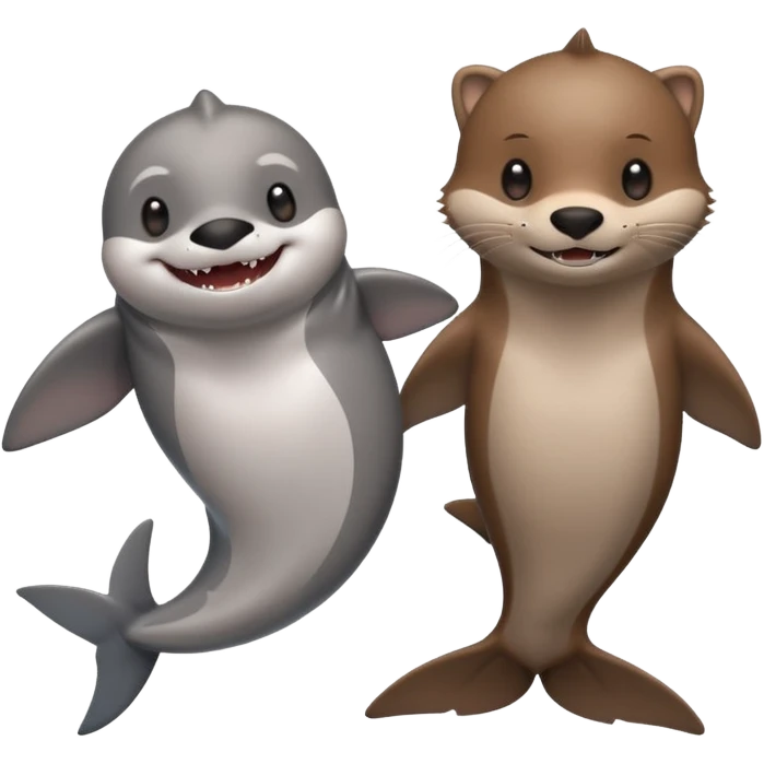 Cute shark next to a cute otter  emoji