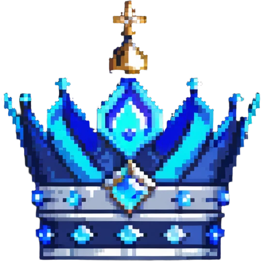 A sapphire blue crown with pointed tips and silver details emoji