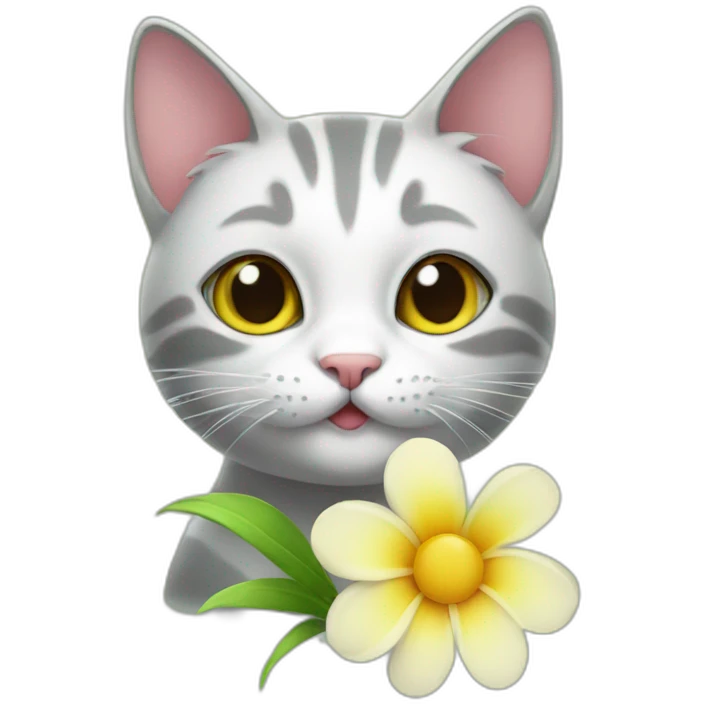 Cat with a flower emoji