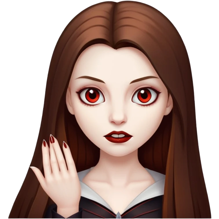 girl with long straight brown hair pale vampire 🧛🏻‍♀️ emoji