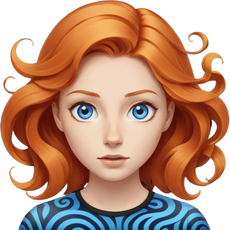 scream female ginger hair blue eyes middle of face turning in to a black swirling vortex emoji