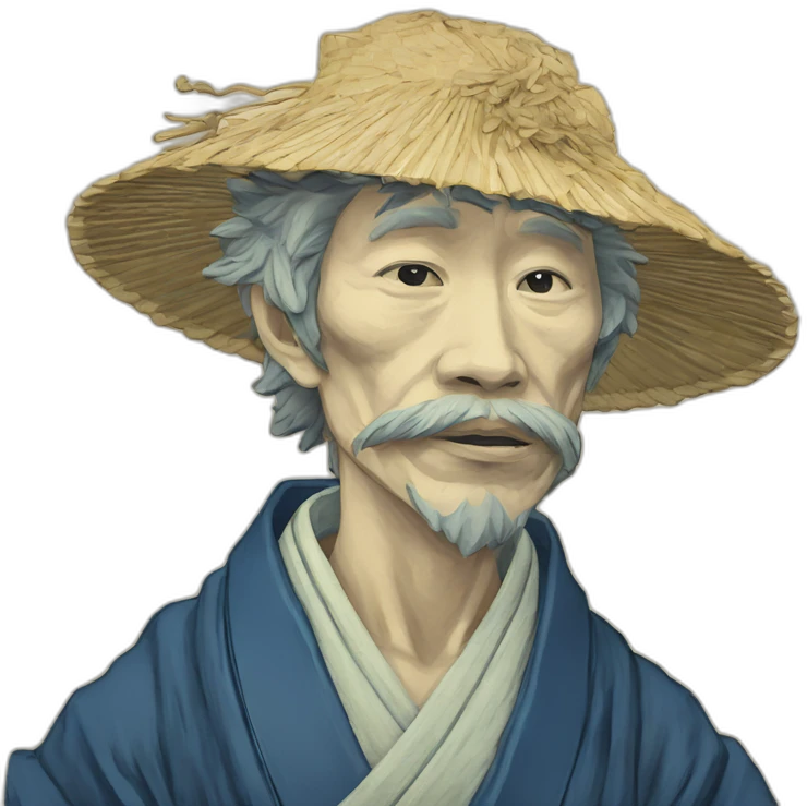 Hokusai in the style of Van Gogh emoji