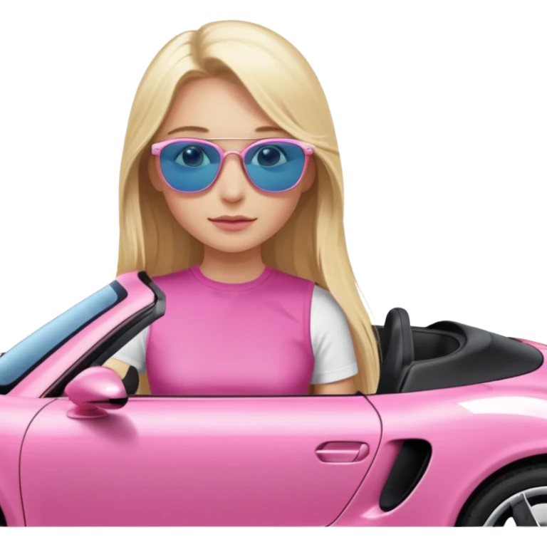 pink Porsche taycan blonde girl long hair blue eyes emoji