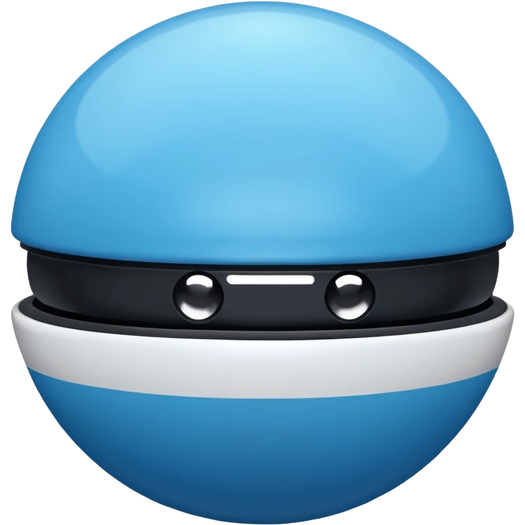 vibrant blue pokeball emoji with a black stripe and highlights emoji