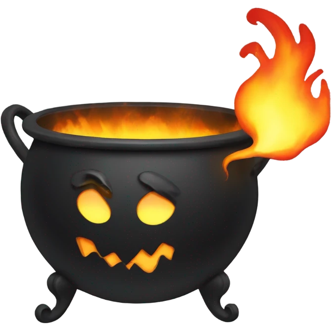 Cauldron that has fire snake coming out of it emoji
