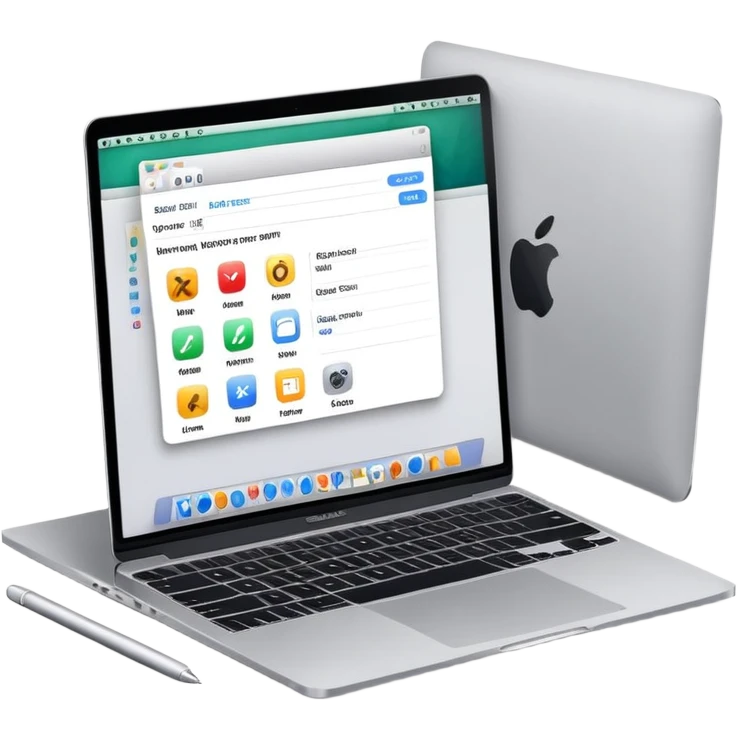 MacBook laptop with task management app open on screen emoji