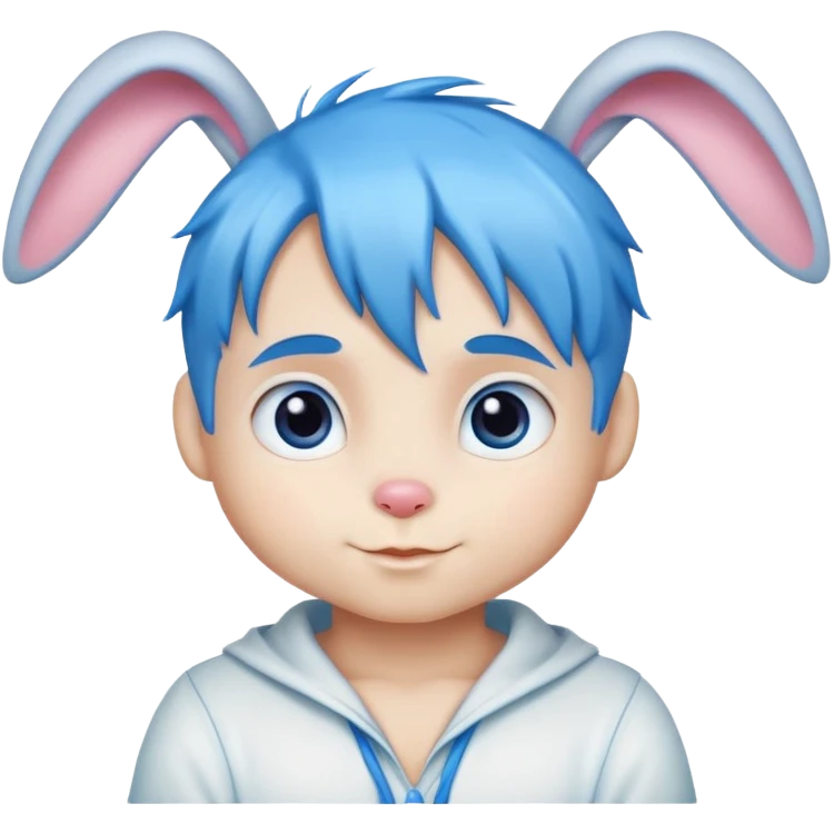 pretty easter boy bunny with blue hair emoji