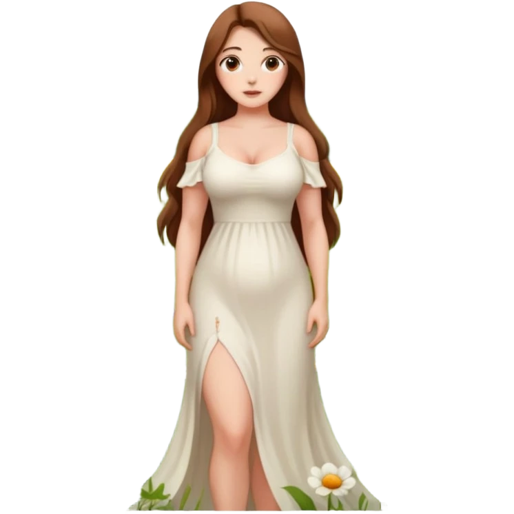 Beautiful naked woman, full body, big breasts, wide hips, visible vulva slit emoji
