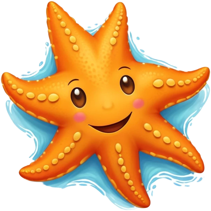 An orange starfish with a happy face smiles as it gently moves along the ocean floor emoji