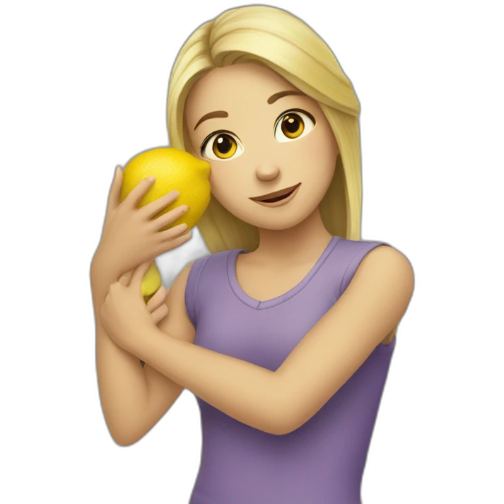 Girl hug a lemon  emoji
