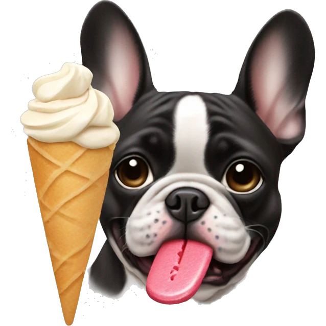 French bulldog eating icecream  emoji