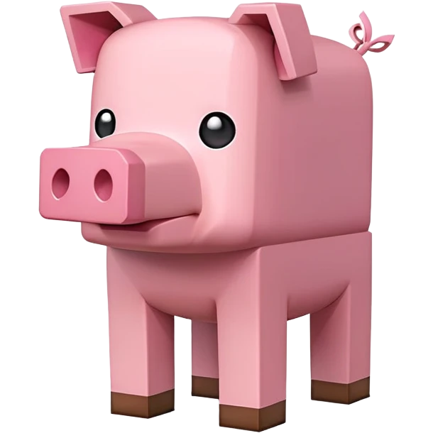 minecraft pig full body pink blocky animal square head square body emoji