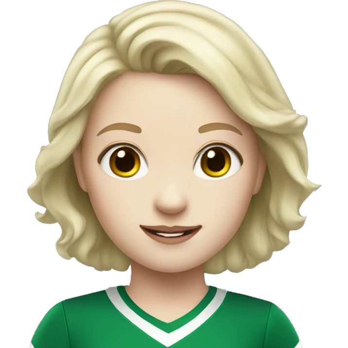pale skin girl with green cheer uniform emoji