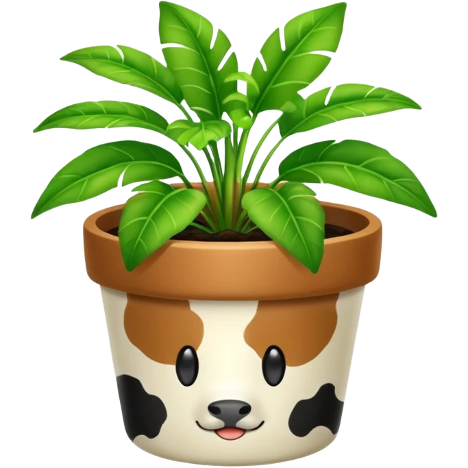 Cowprint pot with plant emoji