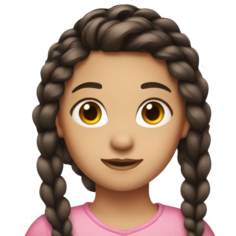 Girl with black brown hair one side braid emoji