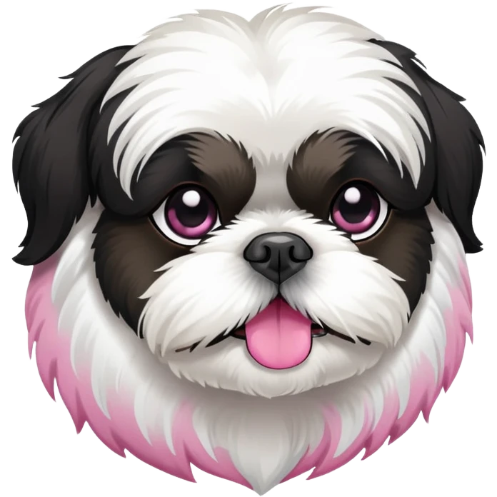 Black and white shih tzu with white dog pink nose emoji