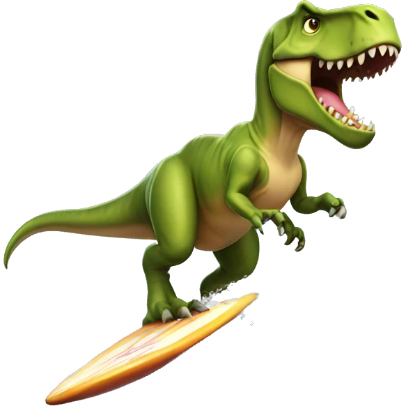 T-rex surfing emoji