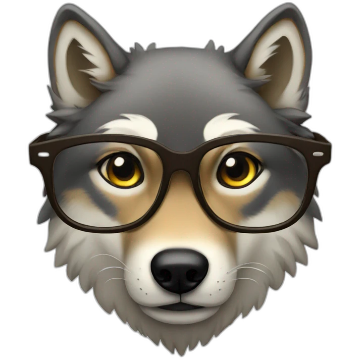 Wolf in glasses emoji