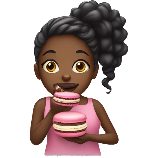 black girl eating macaron emoji