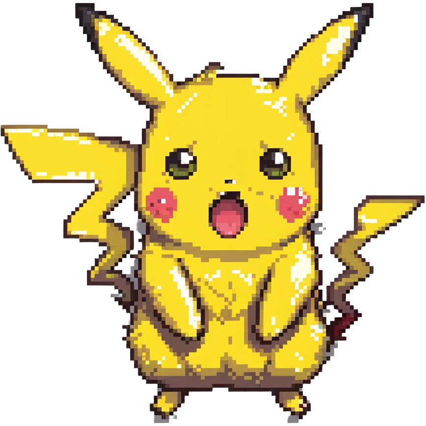 surprised shocked Pikachu with open mouth emoji