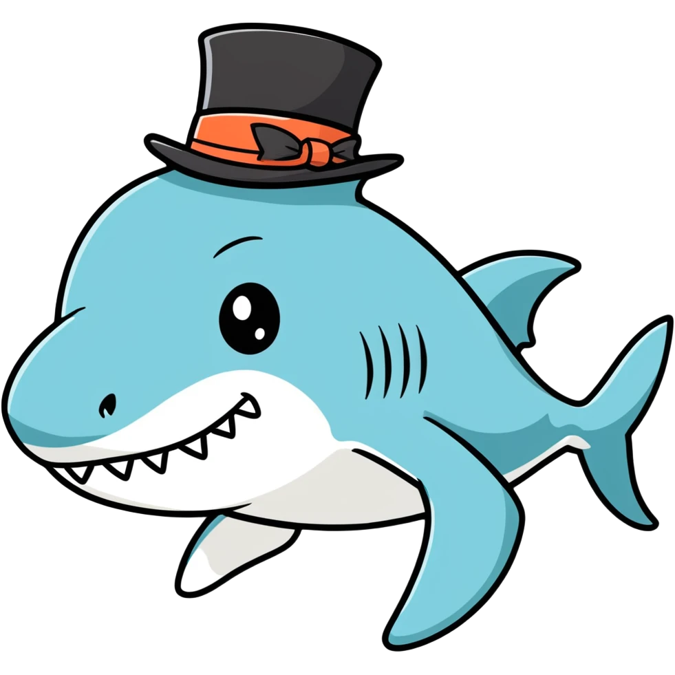 Shark with a top hat emoji