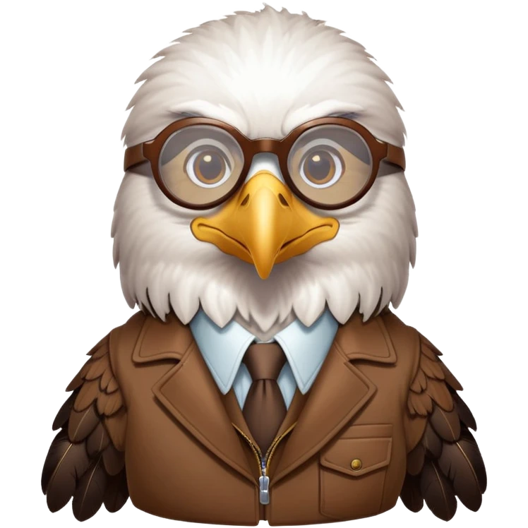 An eagle in a brown jacket with round glasses emoji