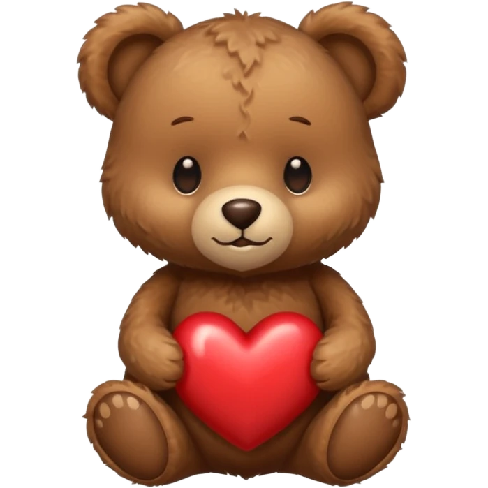 A tiny brown teddy bear next to a brown heart emoji