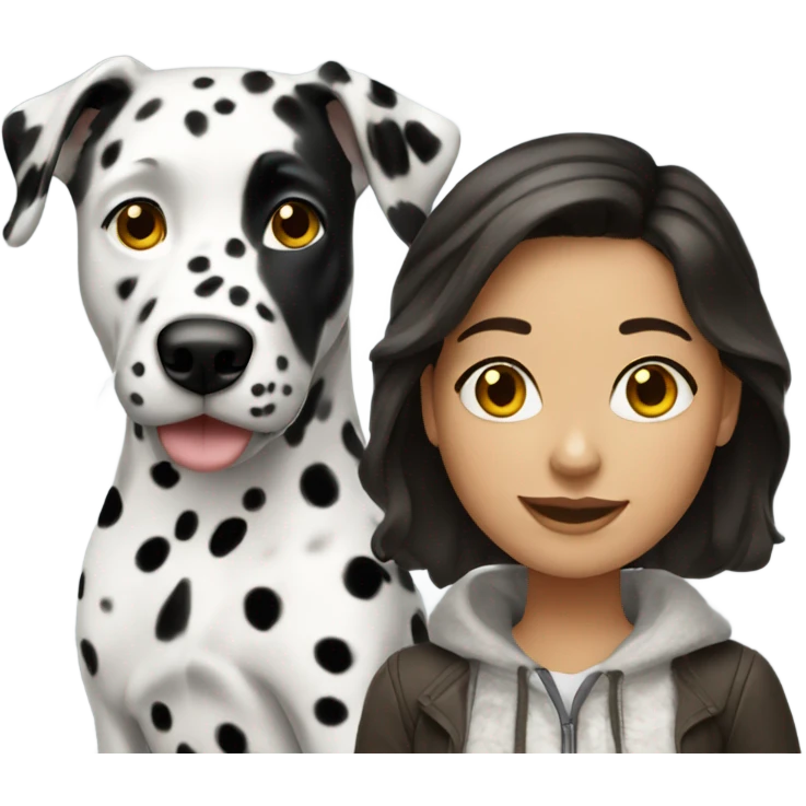 brunette with Dalmatian emoji