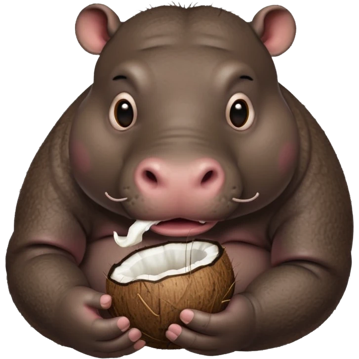 Hippo eating coconut emoji