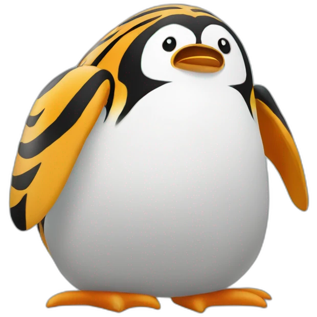 Pingouin sur un tigre emoji
