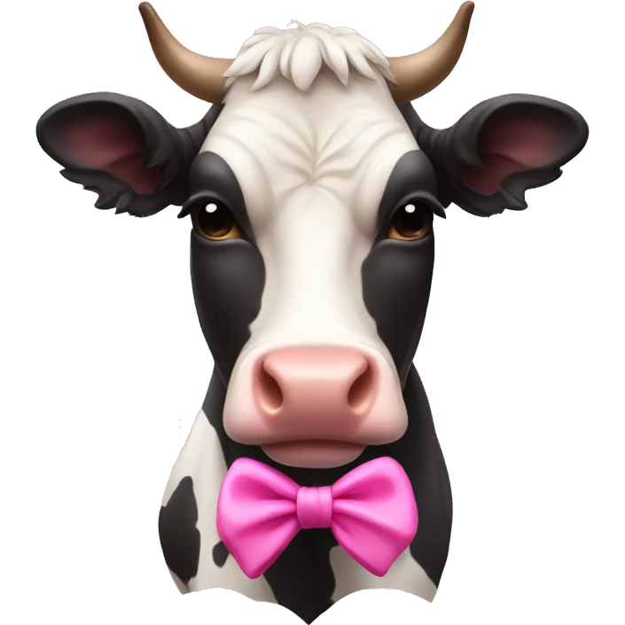 cow with pink aesthetic bow emoji