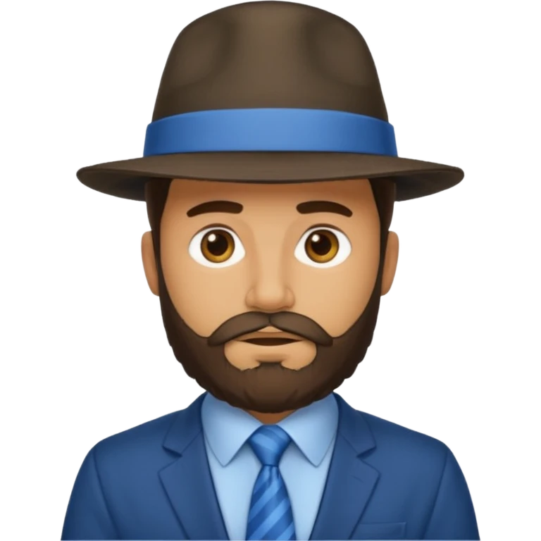 bearded man wearing hat and blue tie no coat emoji